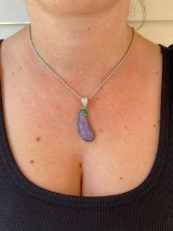 Real 925 Sterling Silver Hip Hop Eggplant Emoji Pendant Necklace Iced 2" Big 19 Real 925 Sterling Silver Hip Hop Eggplant Emoji Pendant Necklace Iced 2" Big -Harlem Bling Shop harlembling real 925 sterling silver hip hop eggplant emoji pendant necklace iced 2 big 52591.1664391990