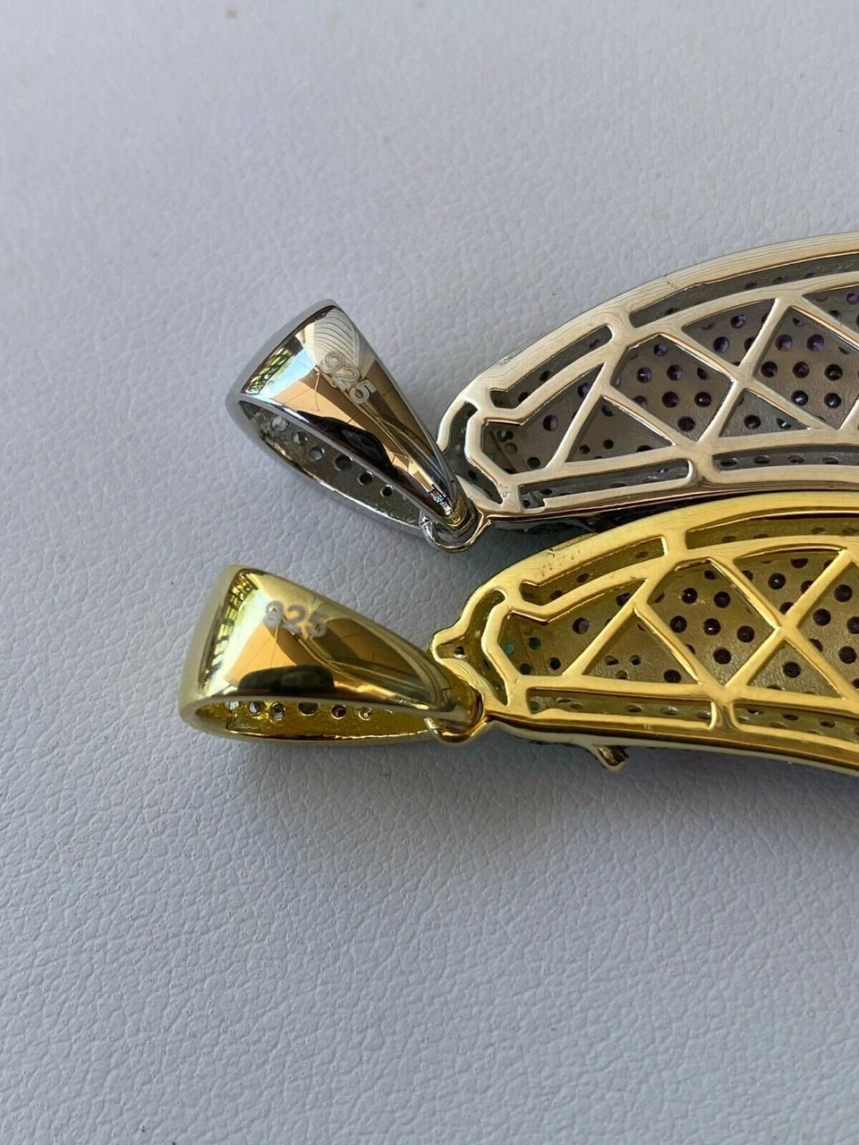 Real 925 Sterling Silver Hip Hop Eggplant Emoji Pendant Necklace Iced 2" Big 15 Real 925 Sterling Silver Hip Hop Eggplant Emoji Pendant Necklace Iced 2" Big - Image 13