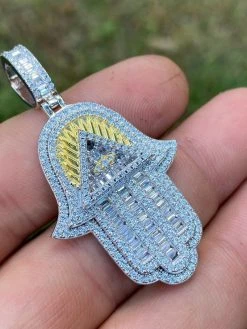Real 925 Sterling Silver Hip Hop Hamsa Hand Masonic Pyramid Pendant Iced Diamond 23 Real 925 Sterling Silver Hip Hop Hamsa Hand Masonic Pyramid Pendant Iced Diamond -Harlem Bling Shop harlembling real 925 sterling silver hip hop hamsa hand masonic pyramid pendant iced diamond 02177.1664399015