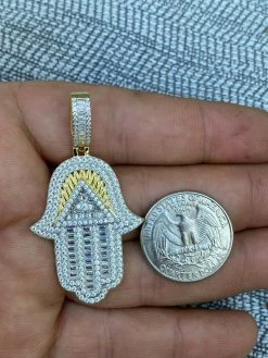 Real 925 Sterling Silver Hip Hop Hamsa Hand Masonic Pyramid Pendant Iced Diamond 19 Real 925 Sterling Silver Hip Hop Hamsa Hand Masonic Pyramid Pendant Iced Diamond -Harlem Bling Shop harlembling real 925 sterling silver hip hop hamsa hand masonic pyramid pendant iced diamond 62629.1664390026