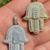 Real 925 Sterling Silver Hip Hop Hamsa Hand Pendant Iced Diamond Necklace Gold -Harlem Bling Shop harlembling real 925 sterling silver hip hop hamsa hand pendant iced diamond necklace gold 48733.1664389860