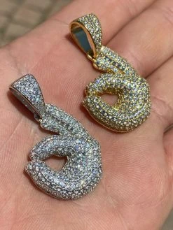Real 925 Sterling Silver Hip Hop OK Hand Pendant Necklace Iced Diamond Emoji -Harlem Bling Shop harlembling real 925 sterling silver hip hop ok hand pendant necklace iced diamond emoji 16517.1664391236