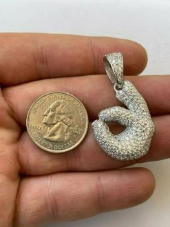 Real 925 Sterling Silver Hip Hop OK Hand Pendant Necklace Iced Diamond Emoji -Harlem Bling Shop harlembling real 925 sterling silver hip hop ok hand pendant necklace iced diamond emoji 40458.1664383185