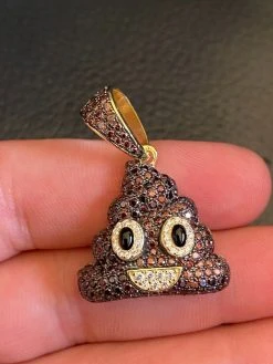Real 925 Sterling Silver Hip Hop Poop Emoji Pendant Necklace Iced Diamond 1" 22 Real 925 Sterling Silver Hip Hop Poop Emoji Pendant Necklace Iced Diamond 1" -Harlem Bling Shop harlembling real 925 sterling silver hip hop poop emoji pendant necklace iced diamond 1 01149.1664382704