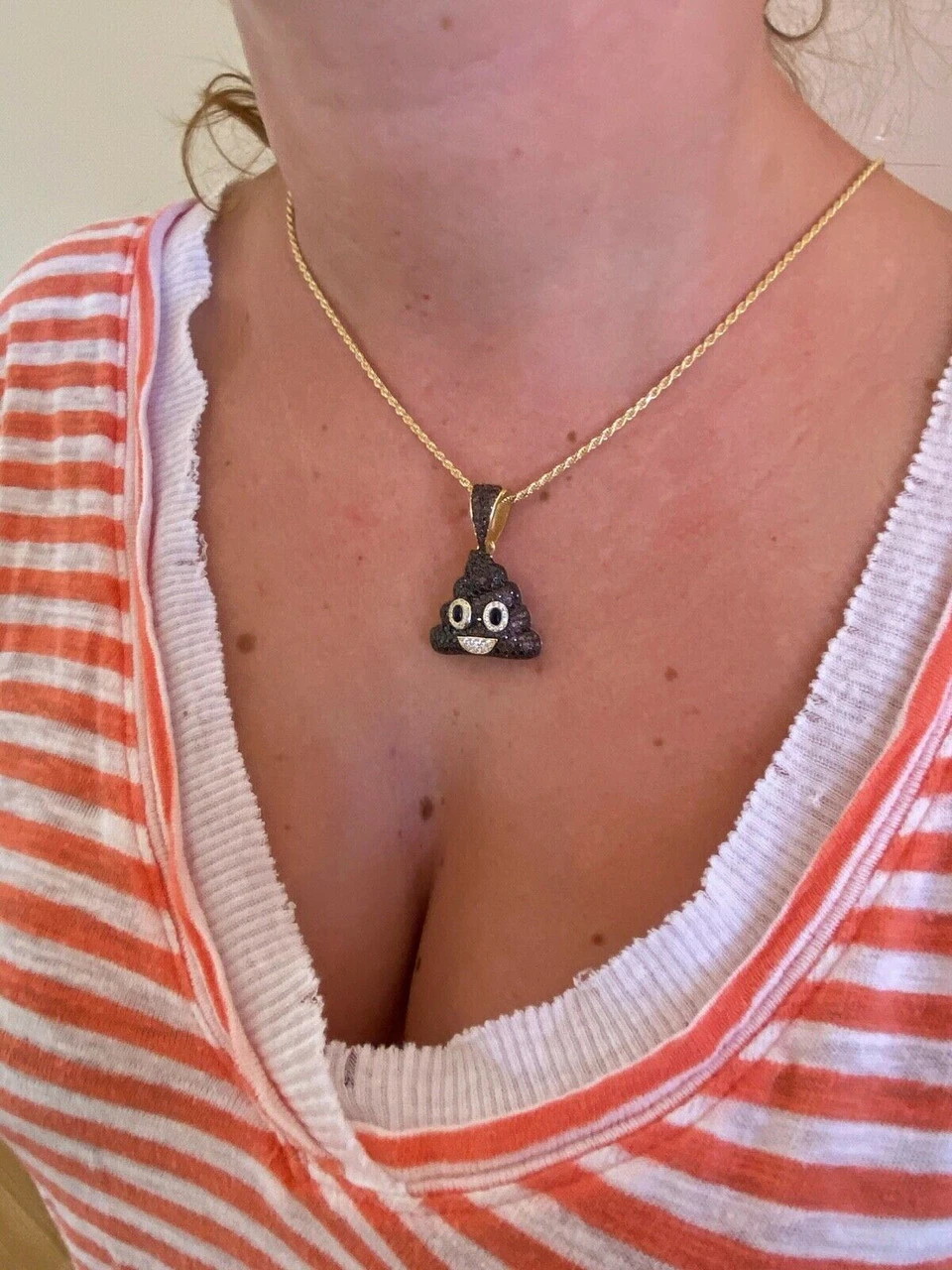 Real 925 Sterling Silver Hip Hop Poop Emoji Pendant Necklace Iced Diamond 1" 12 Real 925 Sterling Silver Hip Hop Poop Emoji Pendant Necklace Iced Diamond 1" - Image 10