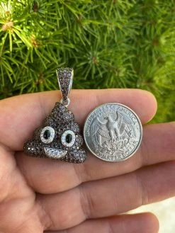 Real 925 Sterling Silver Hip Hop Poop Emoji Pendant Necklace Iced Diamond 1" 16 Real 925 Sterling Silver Hip Hop Poop Emoji Pendant Necklace Iced Diamond 1" -Harlem Bling Shop harlembling real 925 sterling silver hip hop poop emoji pendant necklace iced diamond 1 56687.1664379847
