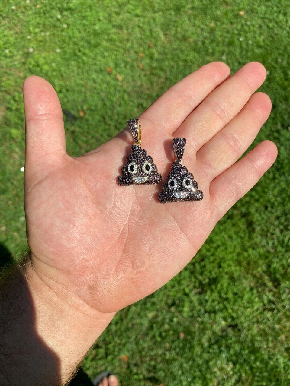 Real 925 Sterling Silver Hip Hop Poop Emoji Pendant Necklace Iced Diamond 1" 7 Real 925 Sterling Silver Hip Hop Poop Emoji Pendant Necklace Iced Diamond 1" - Image 5