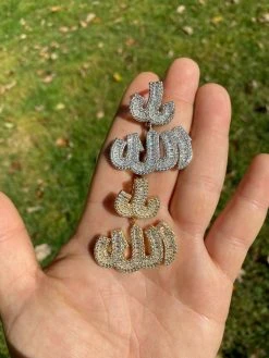 Real 925 Sterling Silver Iced Baguette Men Diamond Allah Arabic Pendant Necklace 20 Real 925 Sterling Silver Iced Baguette Men Diamond Allah Arabic Pendant Necklace -Harlem Bling Shop harlembling real 925 sterling silver iced baguette men diamond allah arabic pendant necklace 19014.1664387050