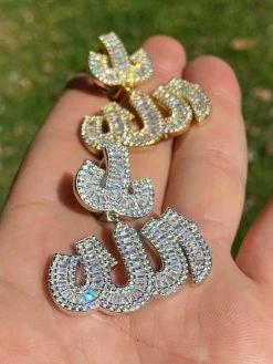 Real 925 Sterling Silver Iced Baguette Men Diamond Allah Arabic Pendant Necklace 25 Real 925 Sterling Silver Iced Baguette Men Diamond Allah Arabic Pendant Necklace -Harlem Bling Shop harlembling real 925 sterling silver iced baguette men diamond allah arabic pendant necklace 46716.1664373010