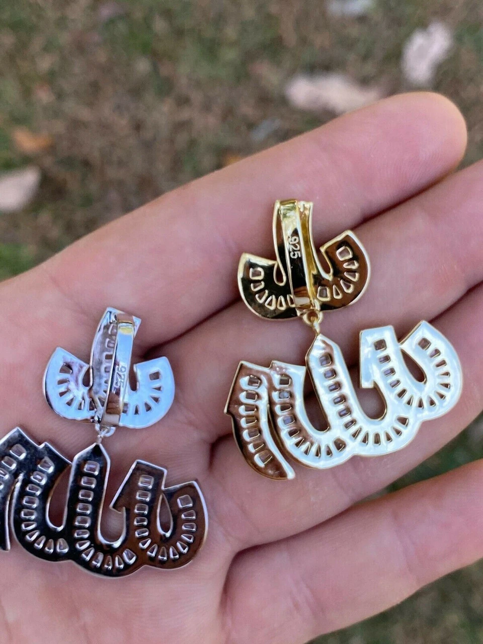 Real 925 Sterling Silver Iced Baguette Men Diamond Allah Arabic Pendant Necklace 8 Real 925 Sterling Silver Iced Baguette Men Diamond Allah Arabic Pendant Necklace - Image 6