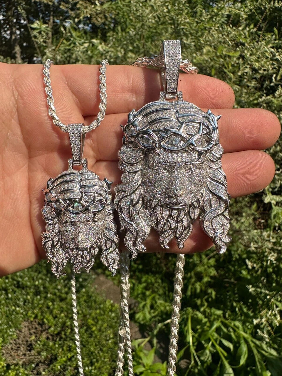 Real 925 Sterling Silver Iced Hip Hop Jesus Piece Pendant Necklace Solid Back 7 Real 925 Sterling Silver Iced Hip Hop Jesus Piece Pendant Necklace Solid Back - Image 5