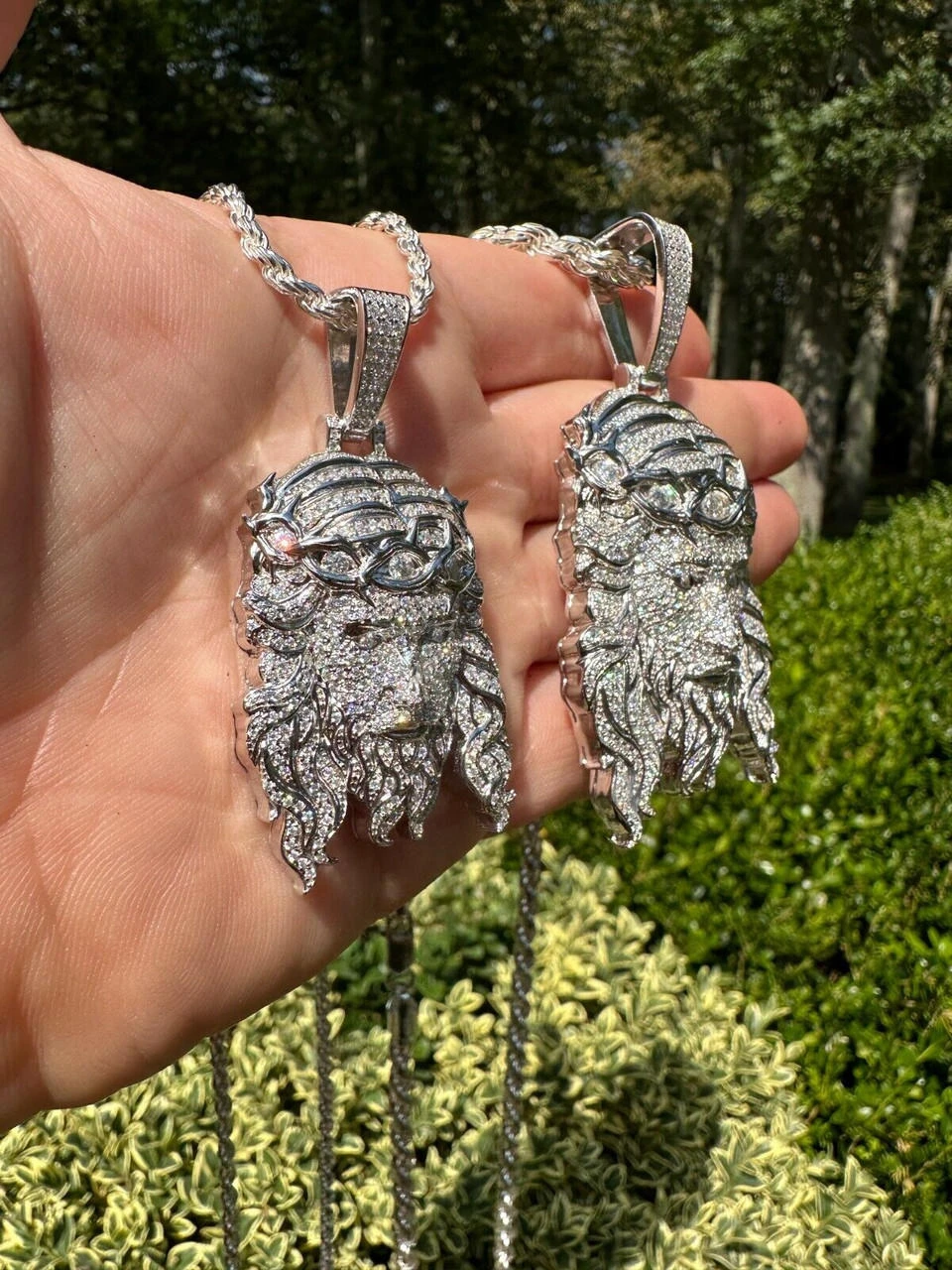 Real 925 Sterling Silver Iced Hip Hop Jesus Piece Pendant Necklace Solid Back 14 Real 925 Sterling Silver Iced Hip Hop Jesus Piece Pendant Necklace Solid Back - Image 12