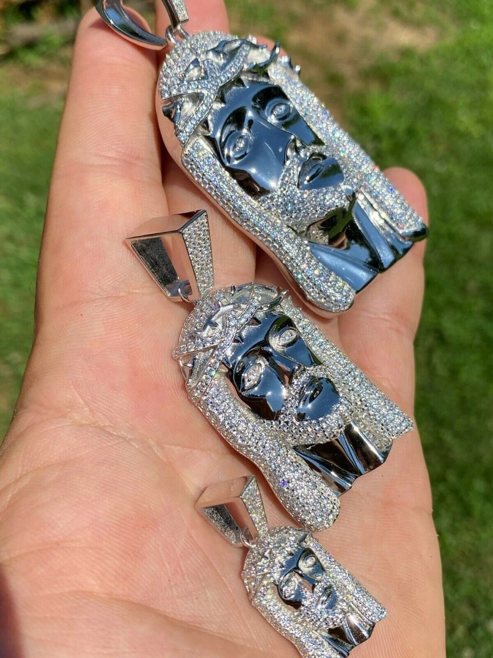 Real 925 Sterling Silver Icy Jesus Piece Flooded Out Pendant Iced Mens Necklace 13 Real 925 Sterling Silver Icy Jesus Piece Flooded Out Pendant Iced Mens Necklace - Image 11