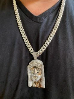 Real 925 Sterling Silver Icy Jesus Piece Flooded Out Pendant Iced Mens Necklace 23 Real 925 Sterling Silver Icy Jesus Piece Flooded Out Pendant Iced Mens Necklace -Harlem Bling Shop harlembling real 925 sterling silver icy jesus piece flooded out pendant iced mens necklace 57080.1665669744
