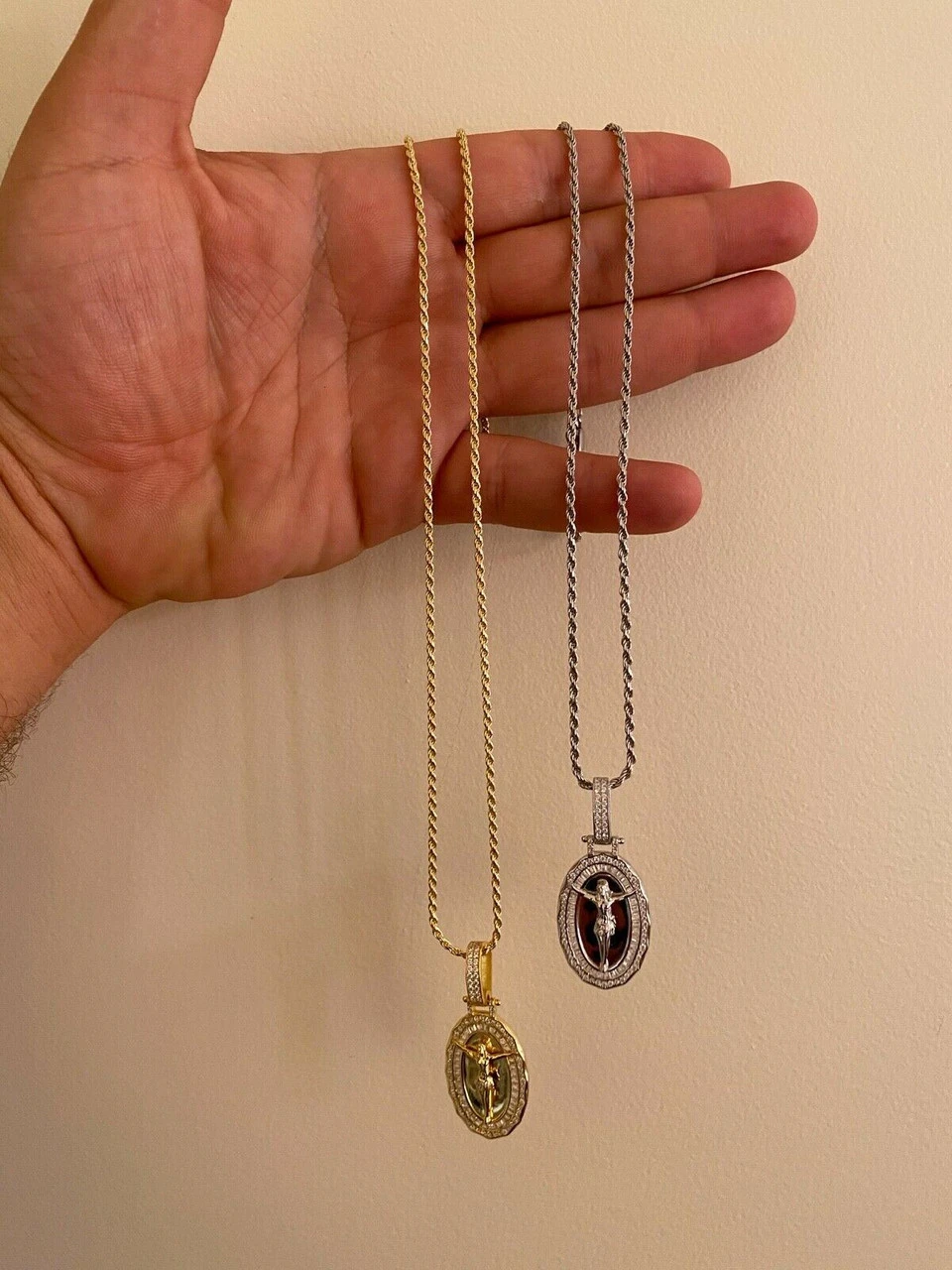 Real 925 Sterling Silver - Jesus Piece Necklace Pendant Iced Baguette Medallion 14 Real 925 Sterling Silver - Jesus Piece Necklace Pendant Iced Baguette Medallion - Image 12