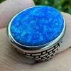 Real 925 Sterling Silver Lab Created Fire Blue Opal Gem Stone Ring Large Mens -Harlem Bling Shop harlembling real 925 sterling silver lab created fire blue opal gem stone ring large mens 32114.1695260599