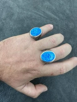 Real 925 Sterling Silver Lab Created Fire Blue Opal Gem Stone Ring Large Mens 35 Real 925 Sterling Silver Lab Created Fire Blue Opal Gem Stone Ring Large Mens -Harlem Bling Shop harlembling real 925 sterling silver lab created fire blue opal gem stone ring large mens 33814.1695260563