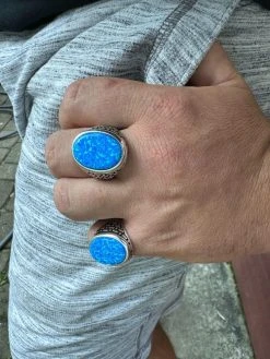 Real 925 Sterling Silver Lab Created Fire Blue Opal Gem Stone Ring Large Mens 28 Real 925 Sterling Silver Lab Created Fire Blue Opal Gem Stone Ring Large Mens -Harlem Bling Shop harlembling real 925 sterling silver lab created fire blue opal gem stone ring large mens 48965.1695260530