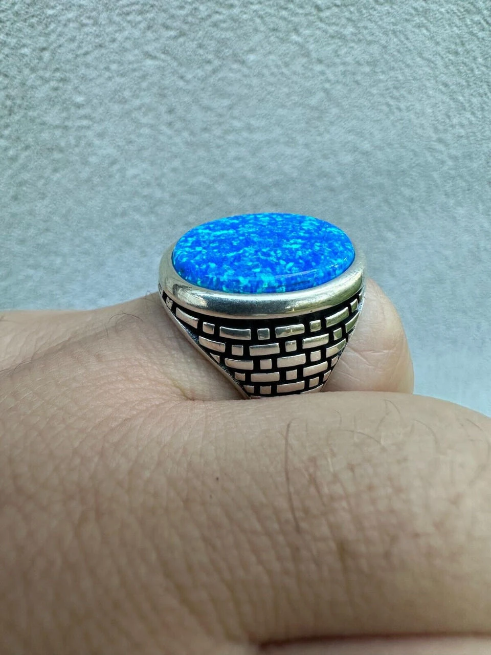 Real 925 Sterling Silver Lab Created Fire Blue Opal Gem Stone Ring Large Mens 20 Real 925 Sterling Silver Lab Created Fire Blue Opal Gem Stone Ring Large Mens - Image 18