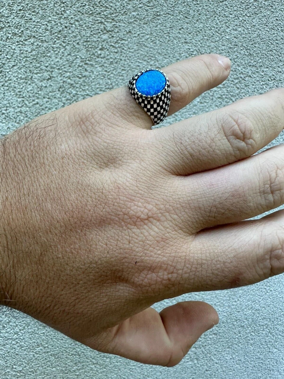 Real 925 Sterling Silver Lab Created Fire Blue Opal Gem Stone Ring Mens Ladies 22 Real 925 Sterling Silver Lab Created Fire Blue Opal Gem Stone Ring Mens Ladies - Image 20