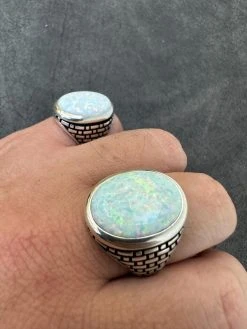 Real 925 Sterling Silver Lab Created White Fire Opal Gem Stone Ring Large Mens 26 Real 925 Sterling Silver Lab Created White Fire Opal Gem Stone Ring Large Mens -Harlem Bling Shop harlembling real 925 sterling silver lab created white fire opal gem stone ring large mens 73662.1695260609