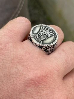 Real 925 Sterling Silver Mens Coin Ring Skull W. Crown Death King Skeleton 7-13 -Harlem Bling Shop harlembling real 925 sterling silver mens coin ring skull w crown death king skeleton 7 13 95401.1664390199
