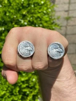 Real 925 Sterling Silver Mens Coin Ring USA Eagle American Liberty Dollar 7-13 -Harlem Bling Shop harlembling real 925 sterling silver mens coin ring usa eagle american liberty dollar 7 13 12484.1665670370