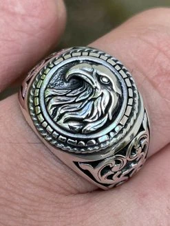 Real 925 Sterling Silver Mens Plain American Bald Eagle Ring Size 7 8 9 10 11 12