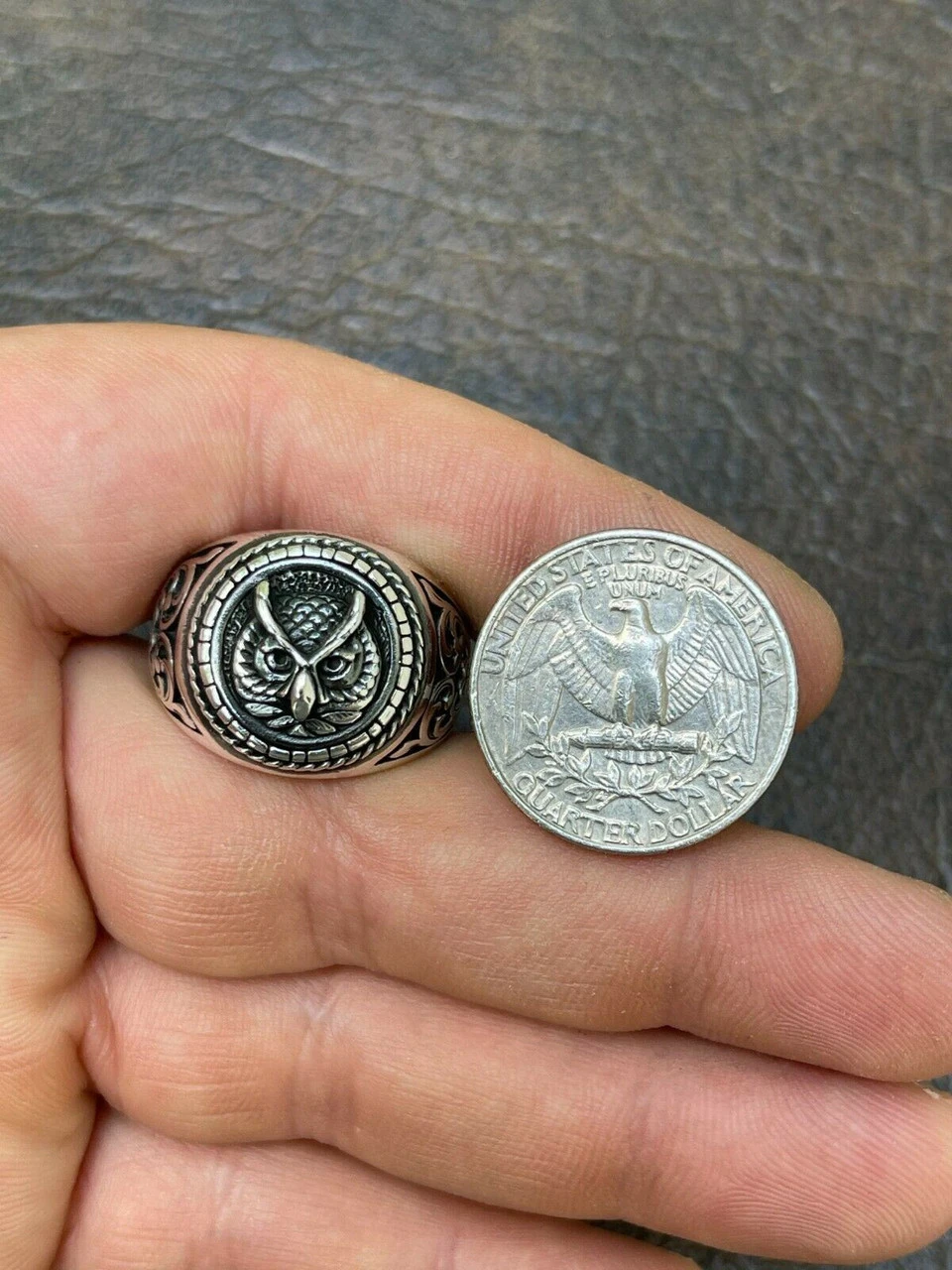 Real 925 Sterling Silver Mens Plain Owl Ring - Symbol Of Wisdom Animal Size 7-13 19 Real 925 Sterling Silver Mens Plain Owl Ring - Symbol Of Wisdom Animal Size 7-13 - Image 17