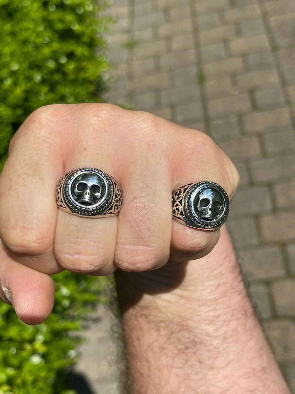 Real 925 Sterling Silver Mens Skull Ring Vintage Oxidized Black Rhodium Sz 7-13 10 Real 925 Sterling Silver Mens Skull Ring Vintage Oxidized Black Rhodium Sz 7-13 - Image 8