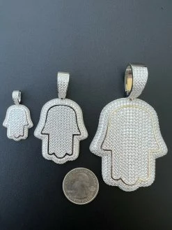 Real 925 Sterling Silver MOISSANITE Hamsa Hand Iced Pendant Pass Diamond Tester 21 Real 925 Sterling Silver MOISSANITE Hamsa Hand Iced Pendant Pass Diamond Tester -Harlem Bling Shop harlembling real 925 sterling silver moissanite hamsa hand iced pendant pass diamond tester 25011.1664362206