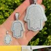 Real 925 Sterling Silver MOISSANITE Hamsa Hand Iced Pendant Pass Diamond Tester -Harlem Bling Shop harlembling real 925 sterling silver moissanite hamsa hand iced pendant pass diamond tester 66025.1664361077