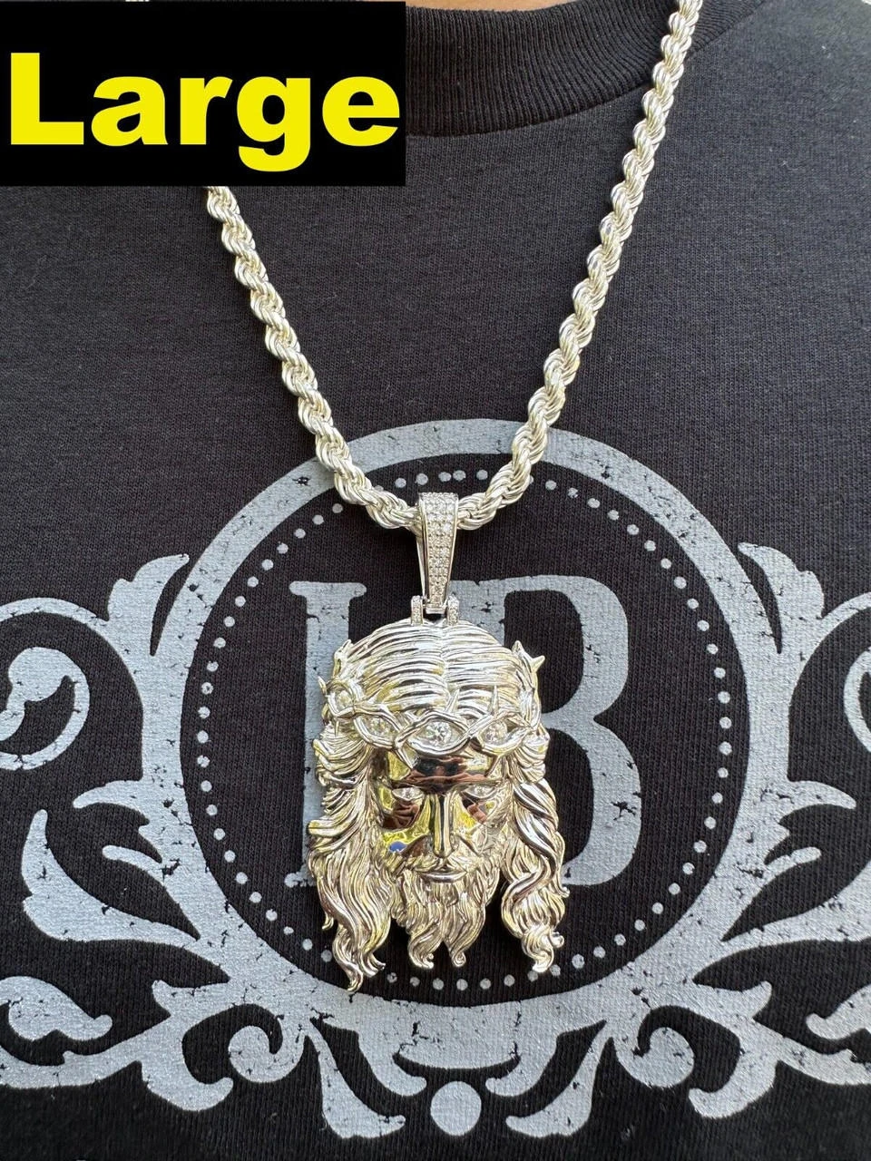 Real 925 Sterling Silver MOISSANITE Jesus Piece Iced Pendant Necklace ITALY MADE 8 Real 925 Sterling Silver MOISSANITE Jesus Piece Iced Pendant Necklace ITALY MADE - Image 6