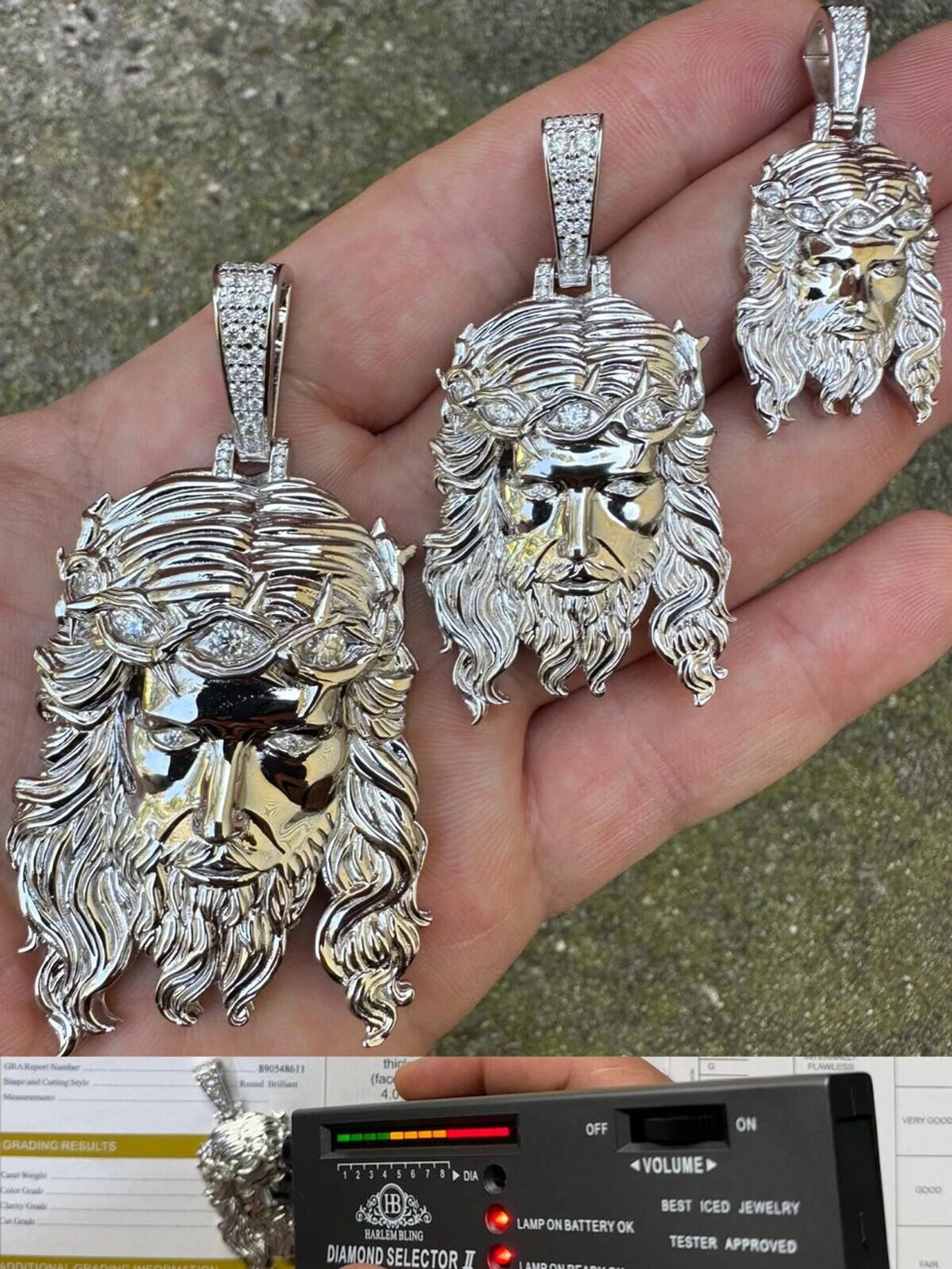 Real 925 Sterling Silver MOISSANITE Jesus Piece Iced Pendant Necklace ITALY MADE 3 Real 925 Sterling Silver MOISSANITE Jesus Piece Iced Pendant Necklace ITALY MADE