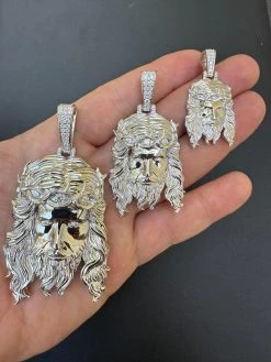 Real 925 Sterling Silver MOISSANITE Jesus Piece Iced Pendant Necklace ITALY MADE 35 Real 925 Sterling Silver MOISSANITE Jesus Piece Iced Pendant Necklace ITALY MADE -Harlem Bling Shop harlembling real 925 sterling silver moissanite jesus piece iced pendant necklace italy made 26042.1694828240