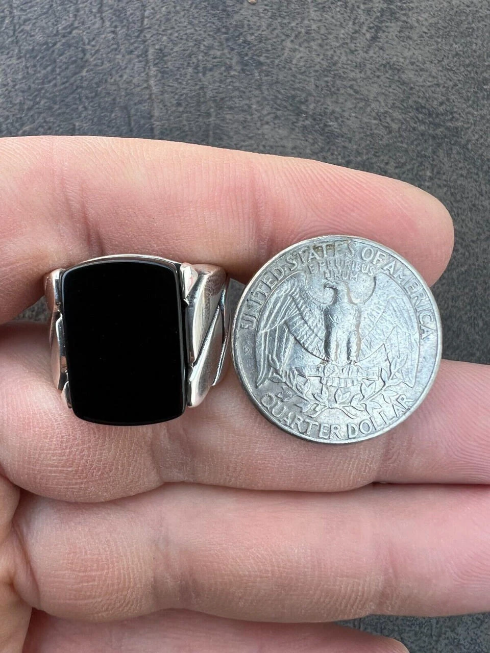 Real 925 Sterling Silver Natural Black Onyx Gemstone W. Miami Cuban Design Ring 19 Real 925 Sterling Silver Natural Black Onyx Gemstone W. Miami Cuban Design Ring - Image 17