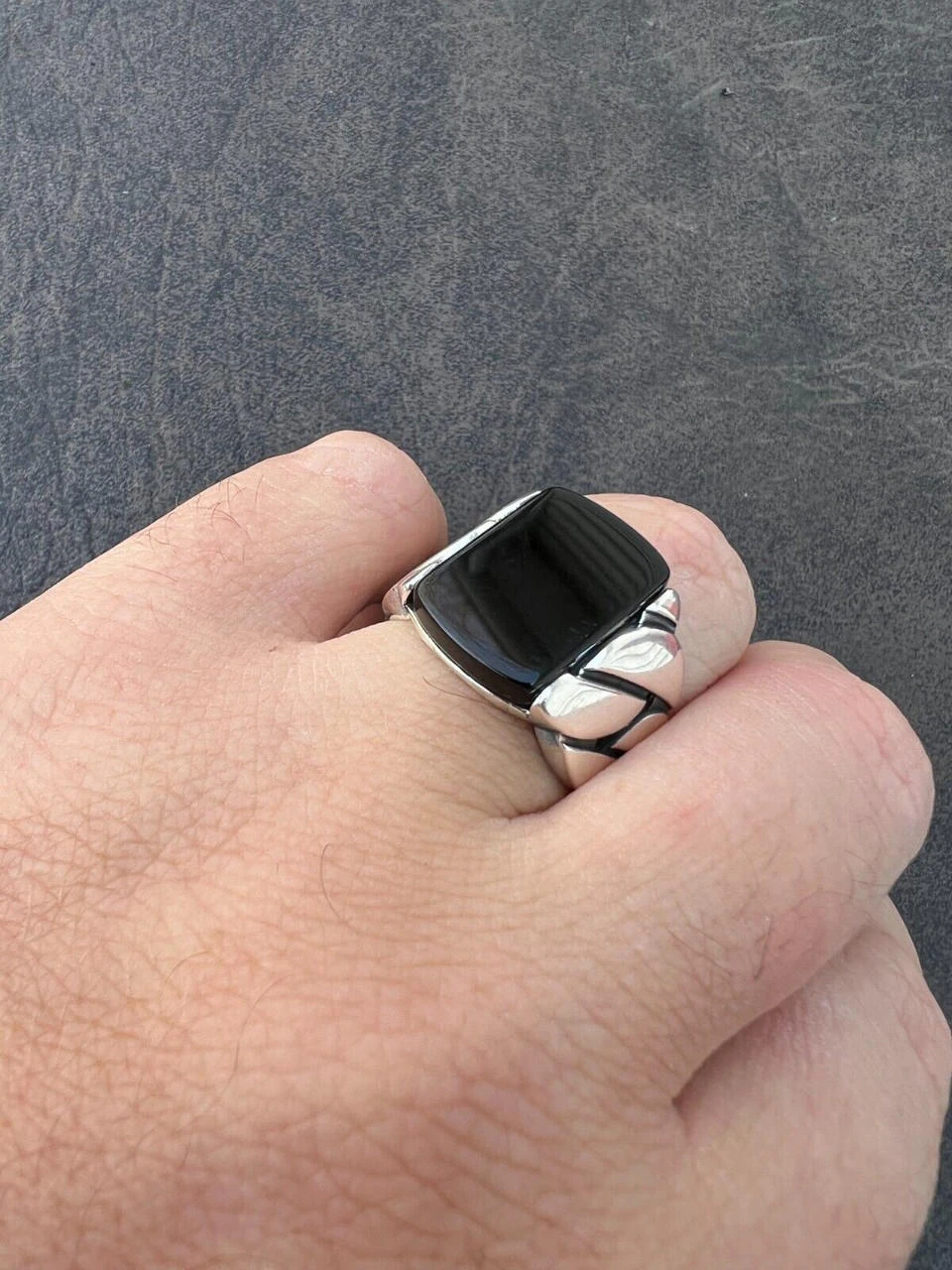 Real 925 Sterling Silver Natural Black Onyx Gemstone W. Miami Cuban Design Ring 18 Real 925 Sterling Silver Natural Black Onyx Gemstone W. Miami Cuban Design Ring - Image 16