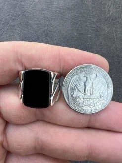 Real 925 Sterling Silver Natural Black Onyx Gemstone W. Miami Cuban Design Ring 40 Real 925 Sterling Silver Natural Black Onyx Gemstone W. Miami Cuban Design Ring -Harlem Bling Shop harlembling real 925 sterling silver natural black onyx gemstone w miami cuban design ring 49489.1672851670
