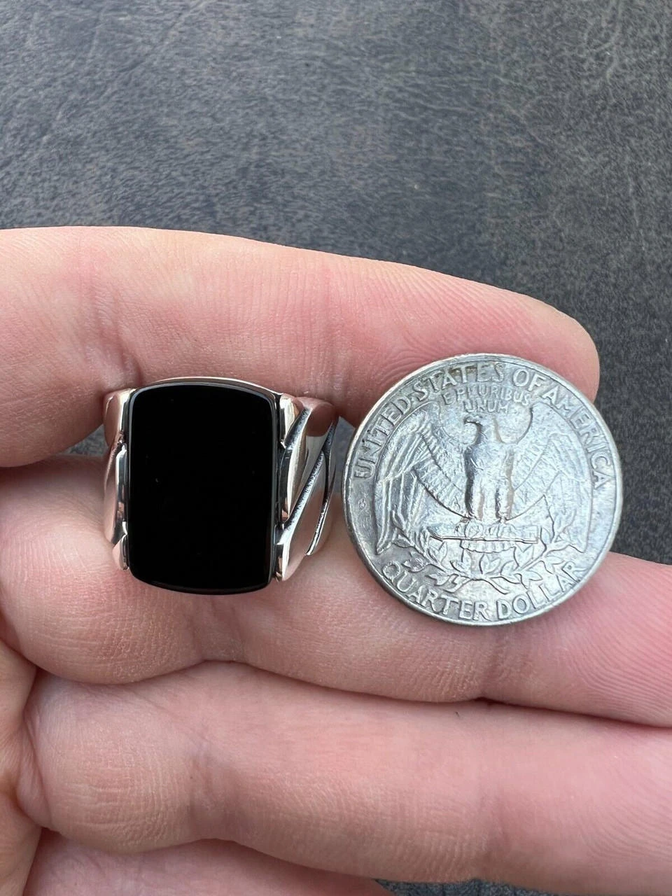 Real 925 Sterling Silver Natural Black Onyx Gemstone W. Miami Cuban Design Ring 21 Real 925 Sterling Silver Natural Black Onyx Gemstone W. Miami Cuban Design Ring - Image 19