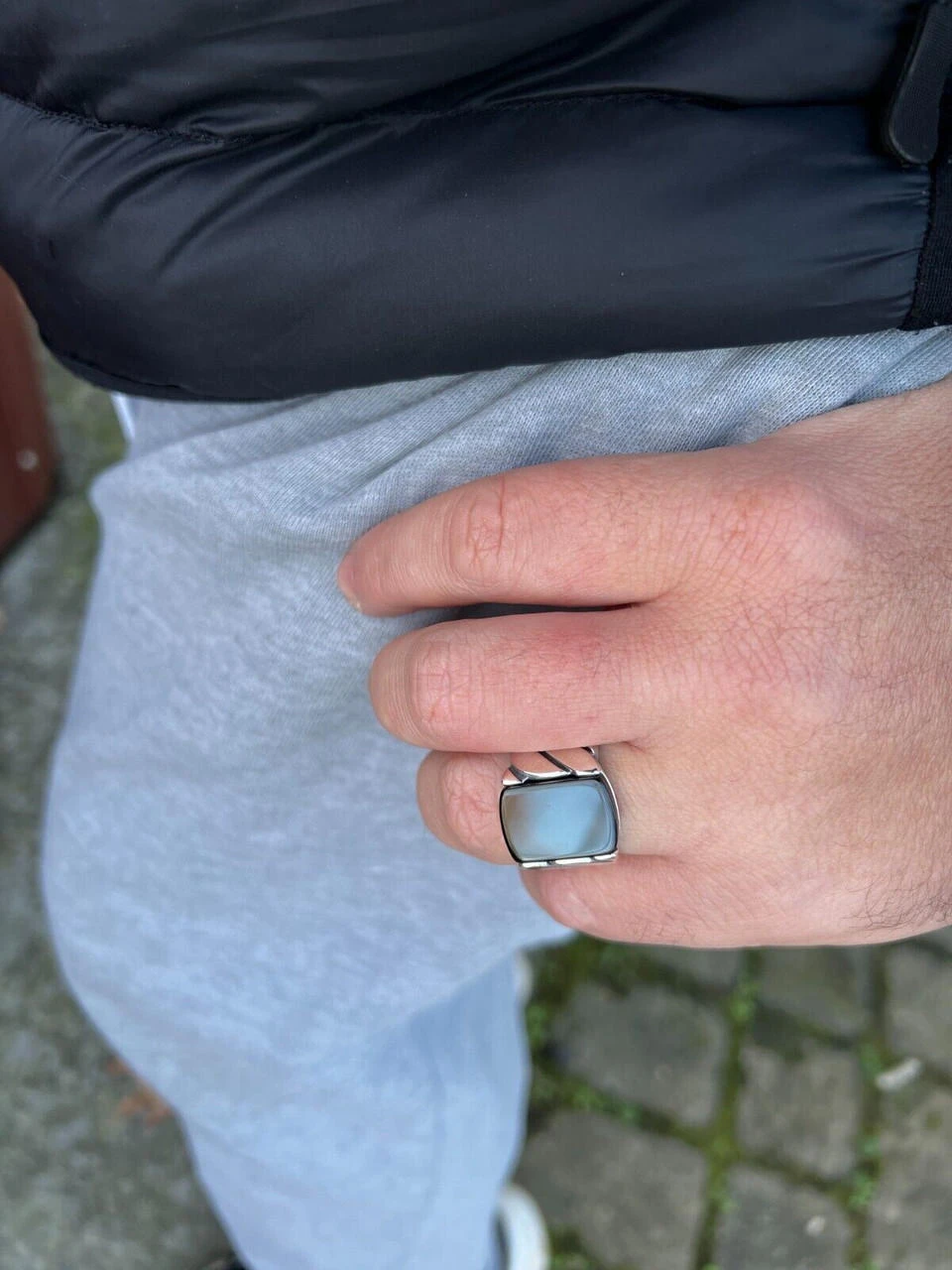 Real 925 Sterling Silver Natural Black Onyx Gemstone W. Miami Cuban Design Ring 8 Real 925 Sterling Silver Natural Black Onyx Gemstone W. Miami Cuban Design Ring - Image 6