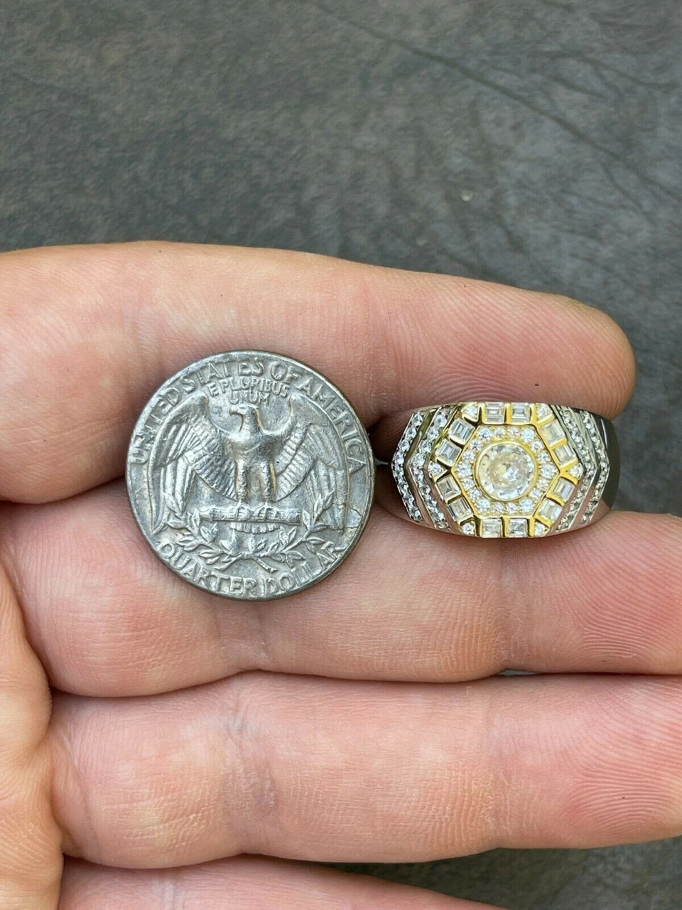 Real 925 Sterling Silver Out Iced Diamond Hip Hop Solitaire Ring Men's Size 6-13 14 Real 925 Sterling Silver Out Iced Diamond Hip Hop Solitaire Ring Men's Size 6-13 - Image 12