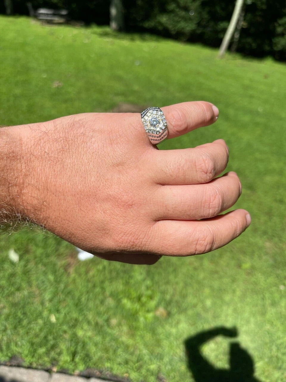 Real 925 Sterling Silver Out Iced Diamond Hip Hop Solitaire Ring Men's Size 6-13 11 Real 925 Sterling Silver Out Iced Diamond Hip Hop Solitaire Ring Men's Size 6-13 - Image 9