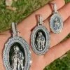 Real 925 Sterling Silver Virgin Mary Necklace Pendant Iced Diamond Medallion Men 2 Real 925 Sterling Silver Virgin Mary Necklace Pendant Iced Diamond Medallion Men -Harlem Bling Shop harlembling real 925 sterling silver virgin mary necklace pendant iced diamond medallion men 22602.1665670311