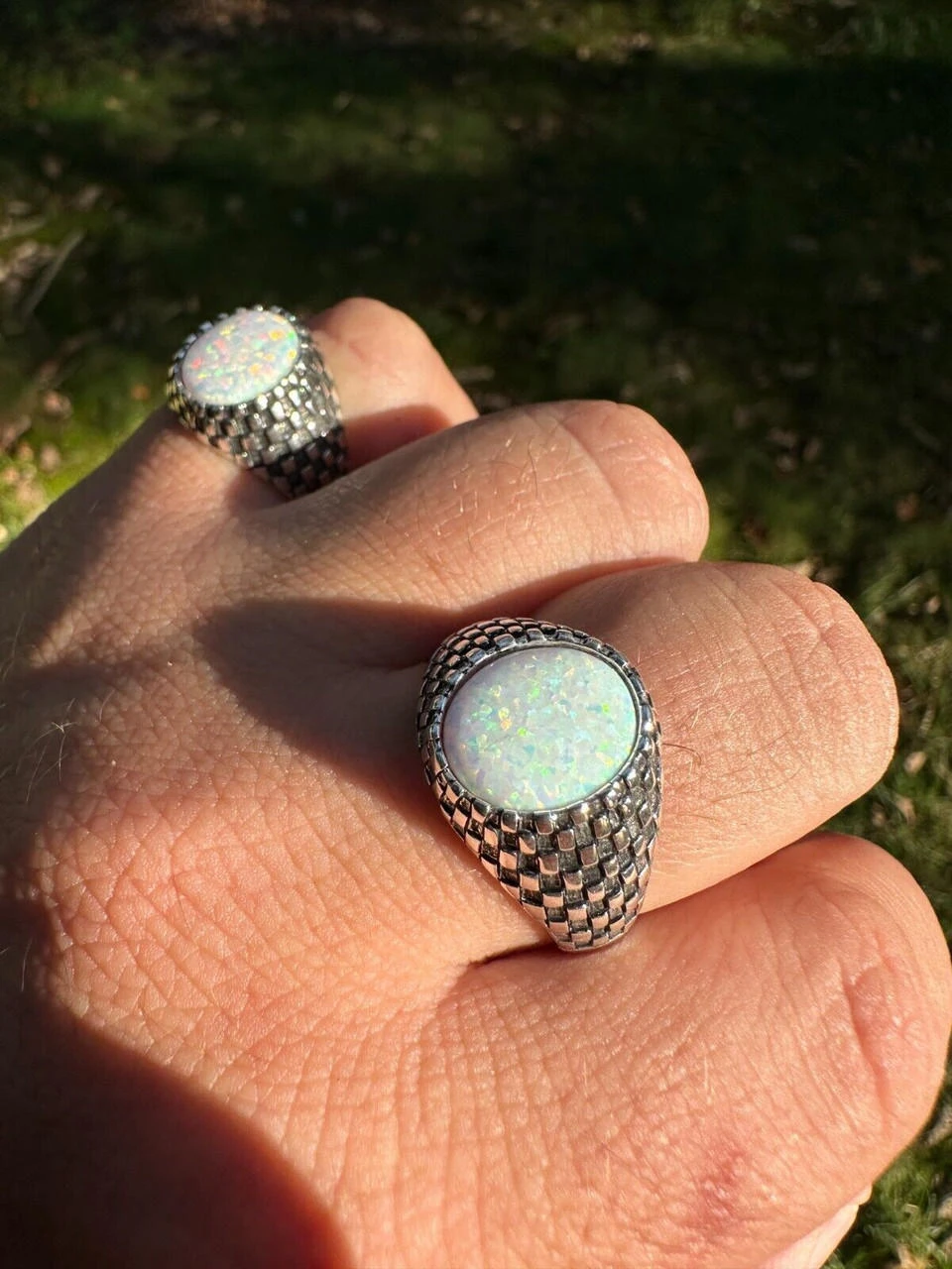 Real 925 Sterling Silver White Lab Created Fire Opal Gem Stone Ring Mens Ladies 22 Real 925 Sterling Silver White Lab Created Fire Opal Gem Stone Ring Mens Ladies - Image 20