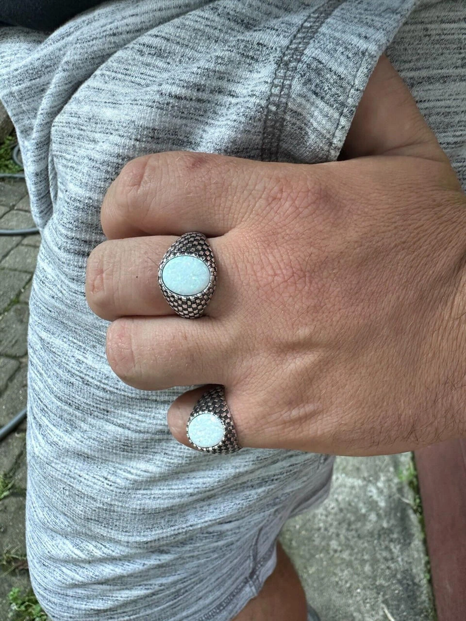 Real 925 Sterling Silver White Lab Created Fire Opal Gem Stone Ring Mens Ladies 7 Real 925 Sterling Silver White Lab Created Fire Opal Gem Stone Ring Mens Ladies - Image 5