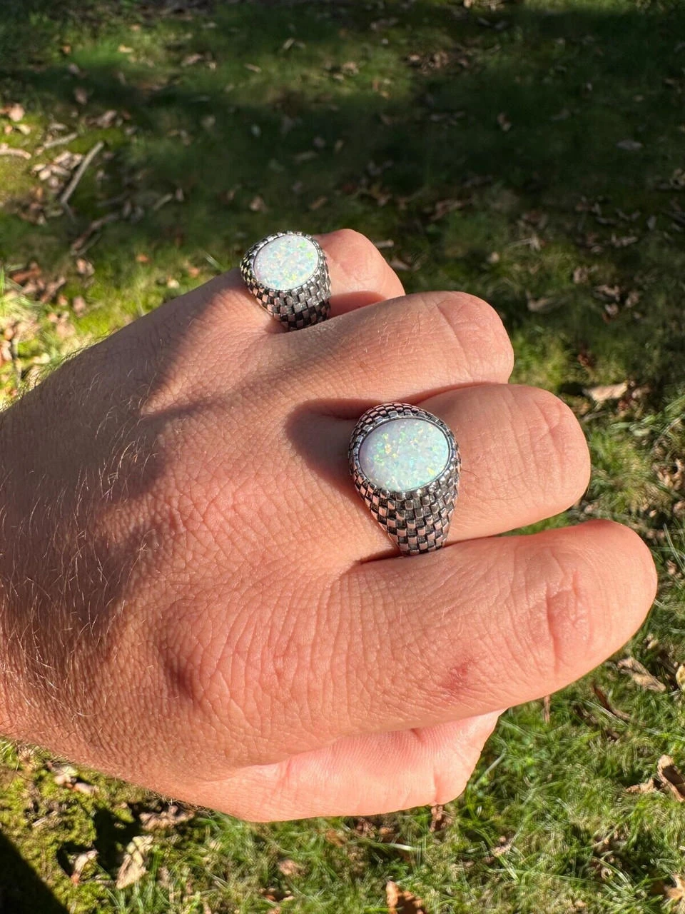 Real 925 Sterling Silver White Lab Created Fire Opal Gem Stone Ring Mens Ladies 10 Real 925 Sterling Silver White Lab Created Fire Opal Gem Stone Ring Mens Ladies - Image 8