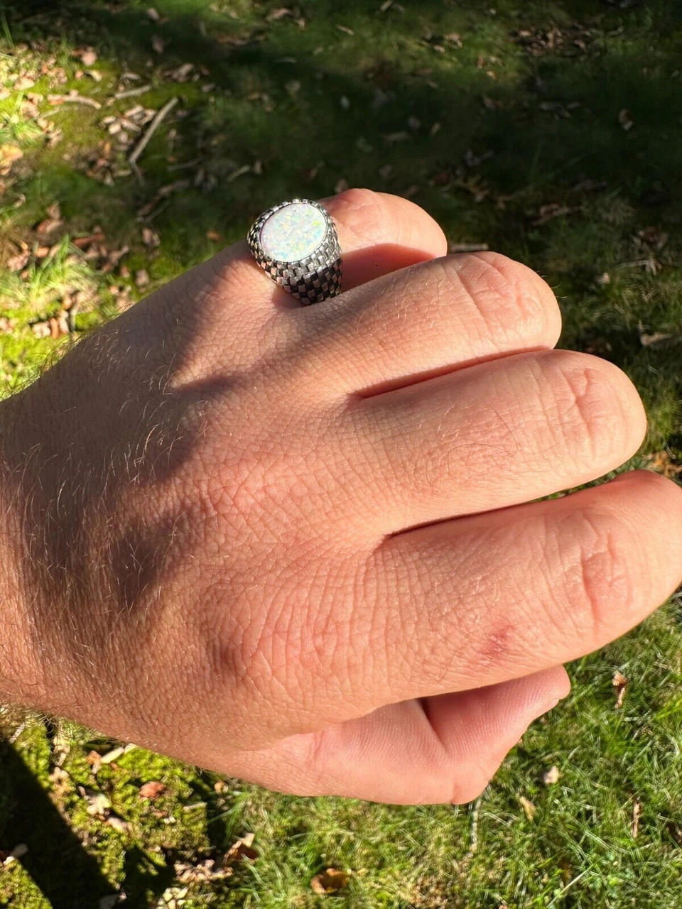 Real 925 Sterling Silver White Lab Created Fire Opal Gem Stone Ring Mens Ladies 8 Real 925 Sterling Silver White Lab Created Fire Opal Gem Stone Ring Mens Ladies - Image 6