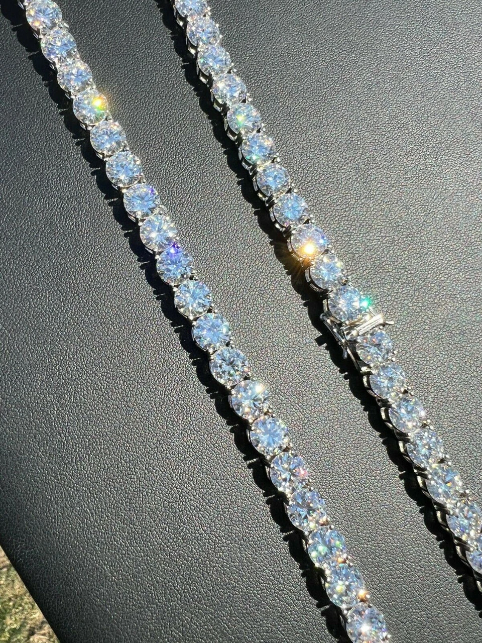 REAL BIG 8mm 100-170ct MOISSANITE Tennis Chain Necklace Pass Diamond Test 16-28" 5 REAL BIG 8mm 100-170ct MOISSANITE Tennis Chain Necklace Pass Diamond Test 16-28" - Image 3