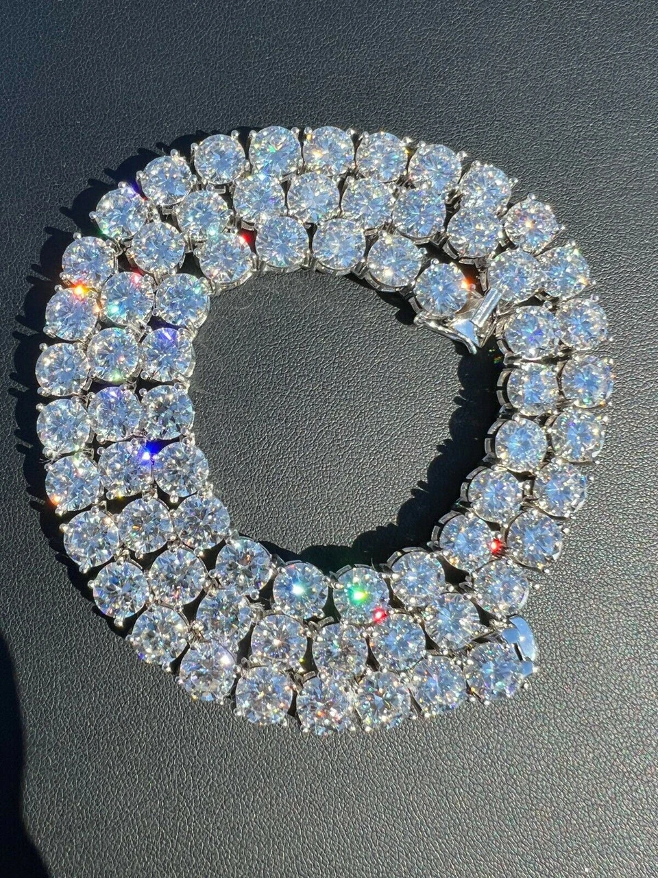 REAL BIG 8mm 100-170ct MOISSANITE Tennis Chain Necklace Pass Diamond Test 16-28" 8 REAL BIG 8mm 100-170ct MOISSANITE Tennis Chain Necklace Pass Diamond Test 16-28" - Image 6