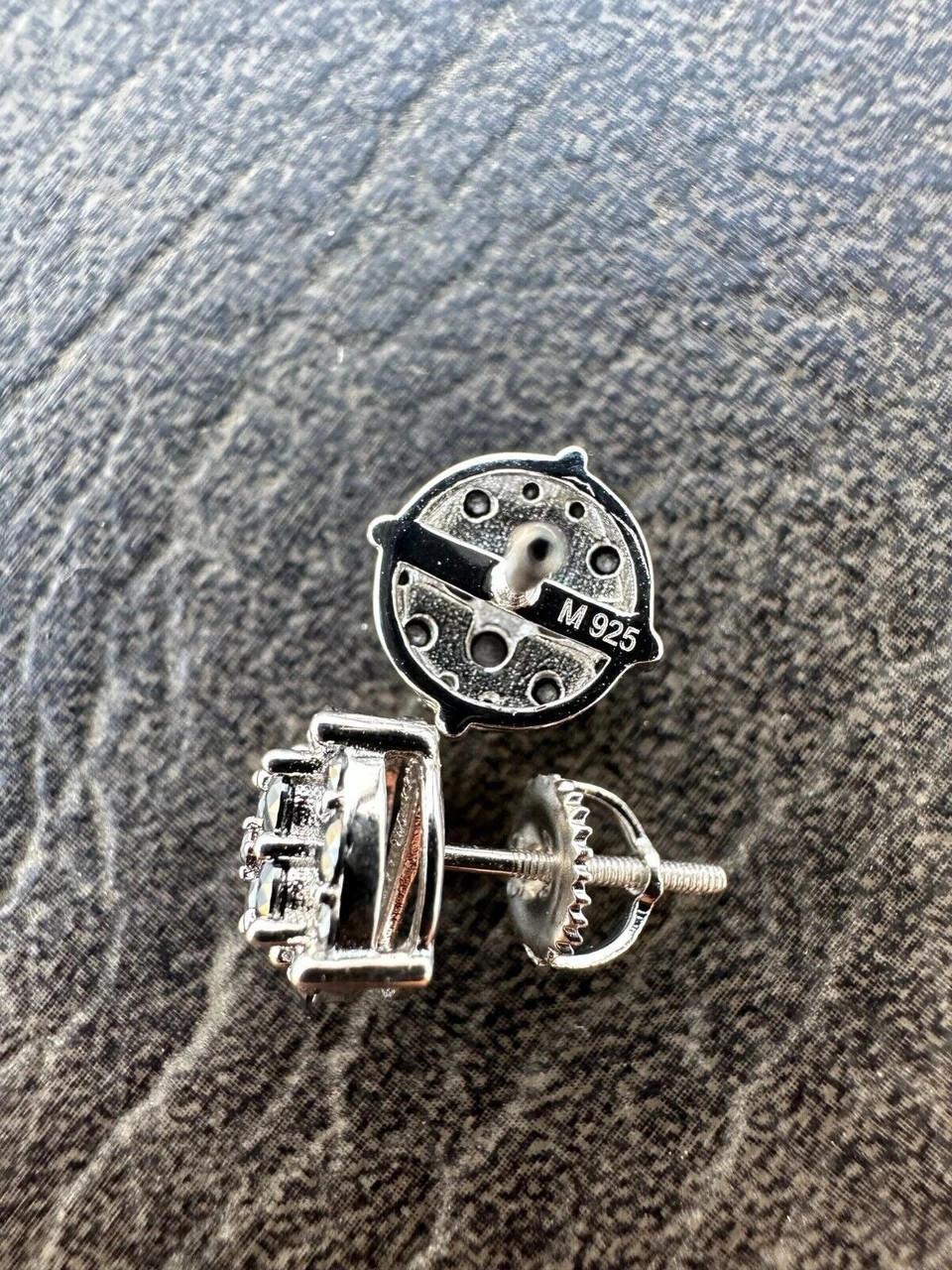 Real Black MOISSANITE Oxidized Rhodium 925 Silver Round Cluster Earrings Hip Hop 8 Real Black MOISSANITE Oxidized Rhodium 925 Silver Round Cluster Earrings Hip Hop - Image 6